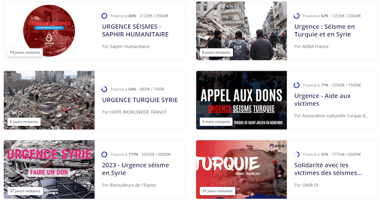 Hello Asso - Liste actions pour aider la Syrie et la Turquie